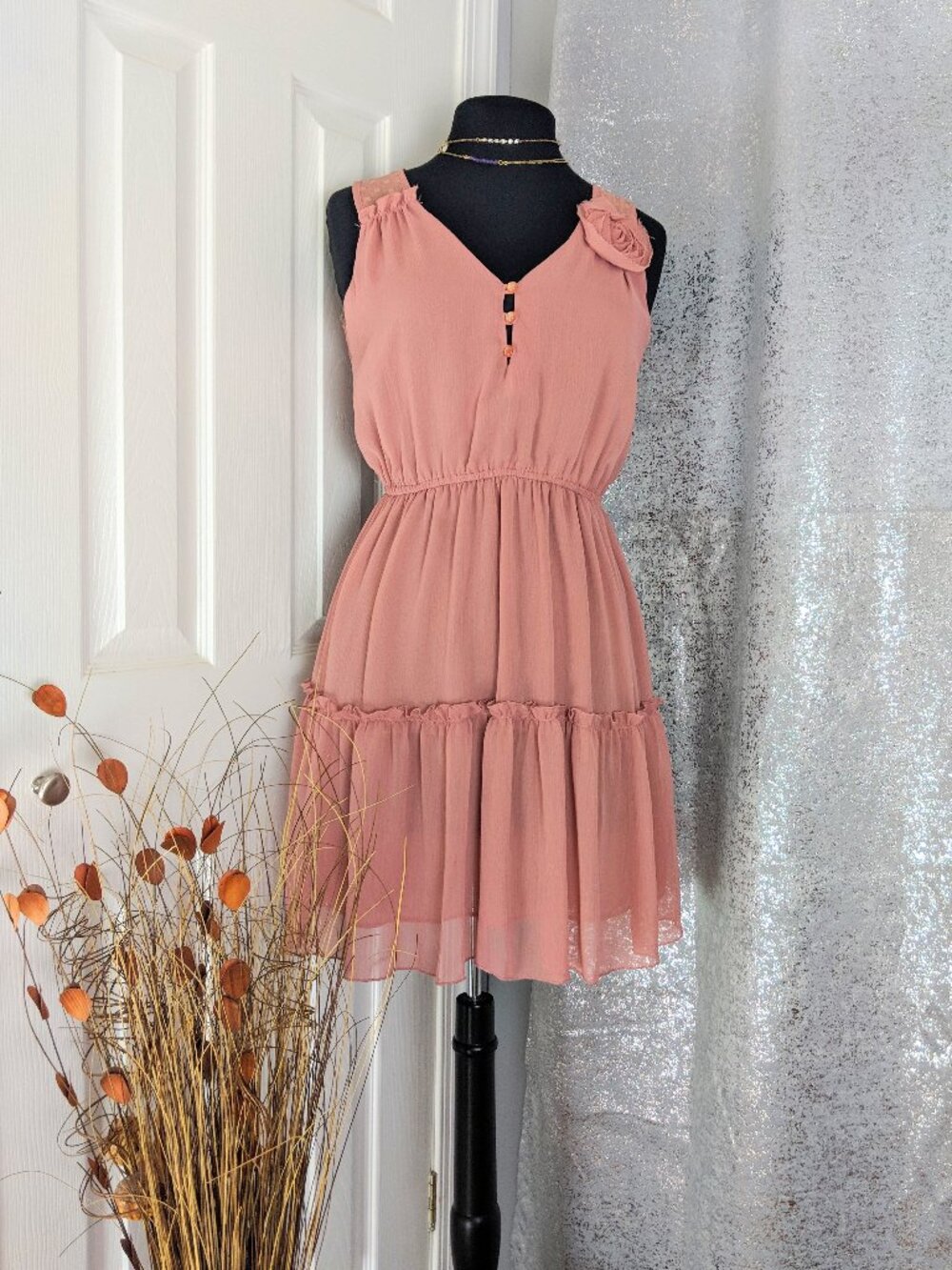 *MINE Rose Sleeveless Dress Sz S